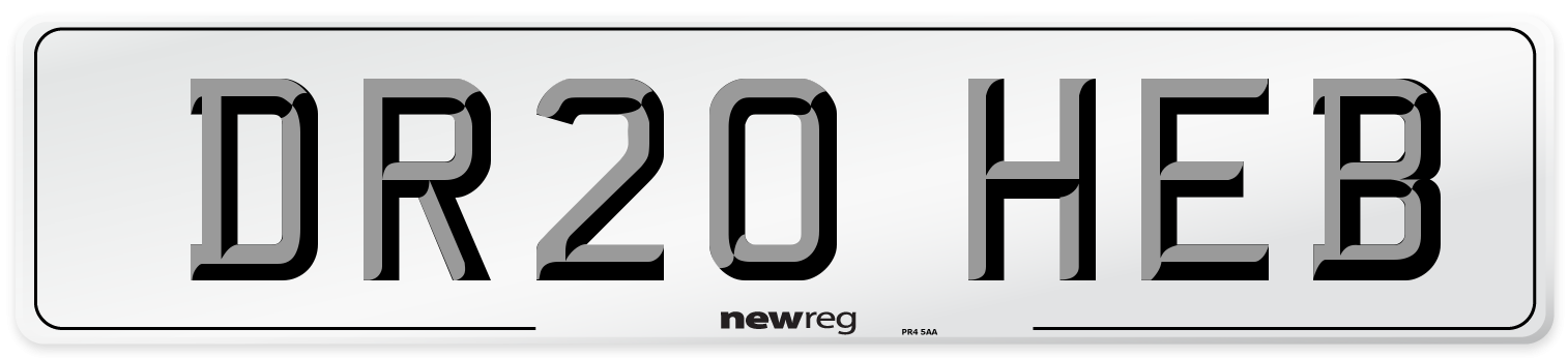 DR20 HEB Number Plate from New Reg
